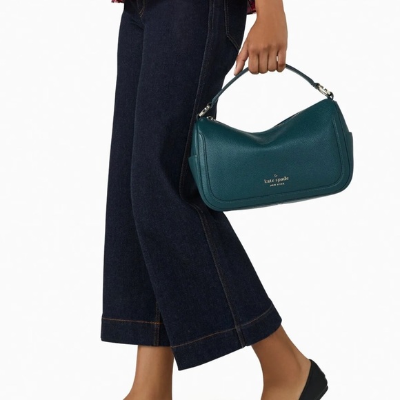 Kate Spade Smoosh Dark Green / Blue Leather Crossbody K6047 NWT $379 Retail - Picture 2 of 8